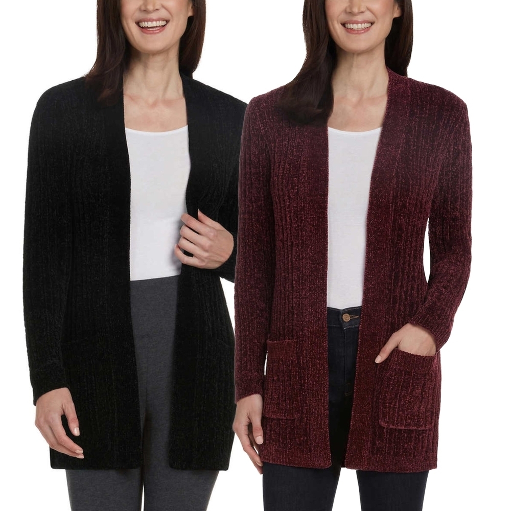 Matty M Black and Burgundy Cardigan Sweater